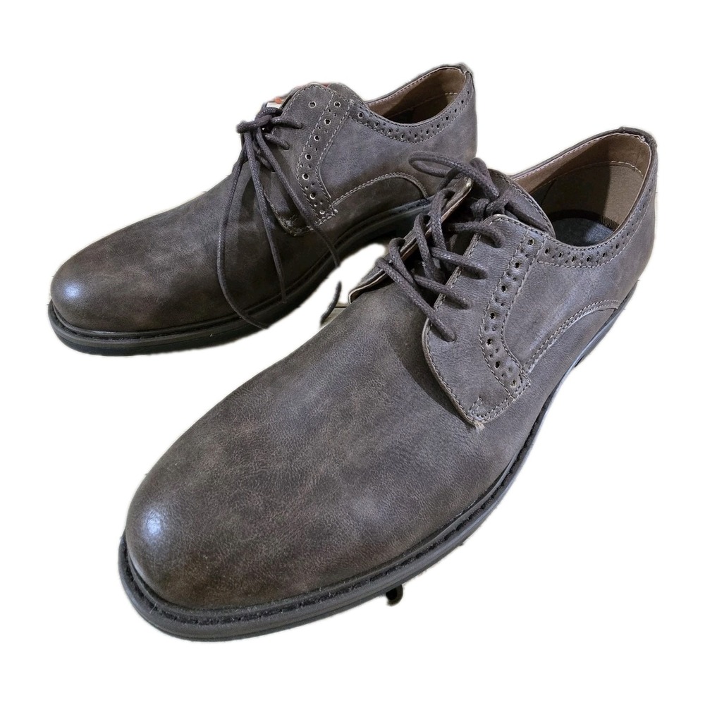 Izod Plain Toe Oxford Mens Sz 9 Brown Faux Leather Business Preppy Career Work